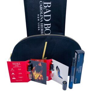 Carolina Herrera Bad Boy Good Girl Set-Black Pouch,Travel &2 Samples-4pc-BOX-NEW